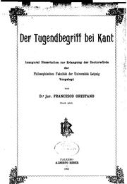 Cover of: Der Tugendbegriff bei Kant