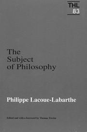 Cover of: The subject of philosophy by Philippe Lacoue-Labarthe