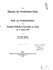 Cover of: Die Eigenart des preussischen Staats