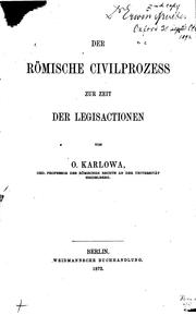 Cover of: Der römische Civilprozess zur Zeit der Legisactionen