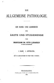 Cover of: Die allgemeine Pathologie. Ein Hand- und Lehrbuch für Ärzte und Studierende