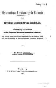 Cover of: Der Entwurf eines bürgerlichen Gesetzbuchs für das deutsche Reich und seine ...
