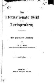 Cover of: Der internationale Geist in der Jurisprudenz: Ein populärer Vortag