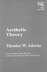 Cover of: Aesthetic Theory (Theory & History of Literature)