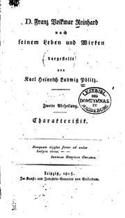 Cover of: D. Franz Volkmar Reinhard nach seinem Leben und wirken by Karl Heinrich Ludwig Pölitz