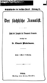 Cover of: Der sächsische Annalist