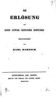 Cover of: Die Erlösung by Karl Bartsch