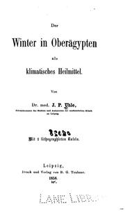 Cover of: Der Winter in Oberägypten als klimatisches Heilmittel