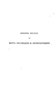 Cover of: Dernier recueil de notes historiques et archéologiques concernant le Département de la Seine ...