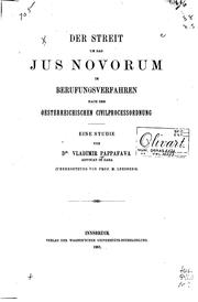 Cover of: Der Streit um das jus Novorum im Berutungsverfahren nach der ...