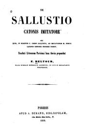 Cover of: De Sallustio Catonis imitatore