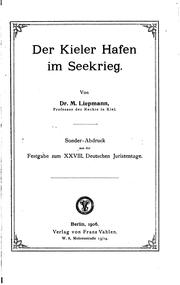 Cover of: Der Kieler Hafen im Seekrieg by Moritz Liepmann