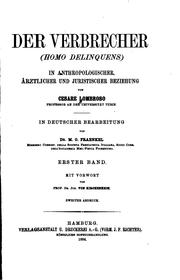 Cover of: Der Verbrecher(homo Delinquens) in anthropologischer, ärztlicher und juristischer Beziehung