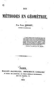 Cover of: Des méthodes en géométrie