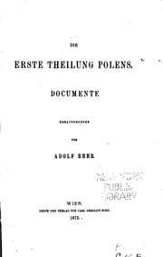 Cover of: Die erste Theilung Polens