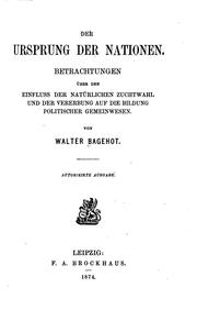 Cover of: Der Ursprung der Nationen: Betrachtungen über den natürlichen Zuchtwahl und der Vererbung auf ...