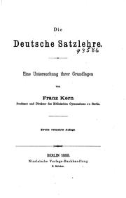 Cover of: Die deutsche Satzlehre by Franz Georg Gustav Kern