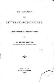 Cover of: Die Aufgaben der Litteraturgeschichte