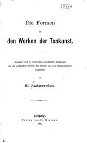 Cover of: Die Formen in den Werken der Tonkunst