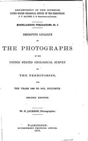 Cover of: Descriptive Catalogue of the Photographs of the United States Geological ...