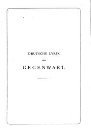 Cover of: Deutsche Lyrik der Gegenwart seit 1850: Eine Anthologie mit biographischen Notizen