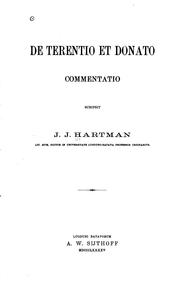 De Terentio et Donato commentatio by Jacobus Johannes Hartman