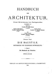 Cover of: Die Baukunst der Griechen by Josef Wilhelm Durm