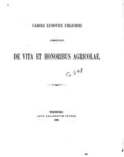 Cover of: De vita et honoribus Agricolae by Ludwig von Urlichs