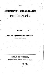 Cover of: De sermonis Chaldaici proprietate