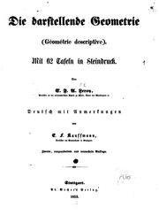 Cover of: Die darstellende Geometrie.(géometrie Descriptive)...