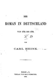 Cover of: Der Roman in Deutschland von 1774 bis 1778