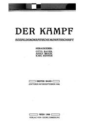 Cover of: Der Kampf: Sozialdemokratische Monatsschrift by Otto Bauer