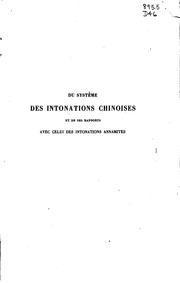 Cover of: Du systèm des intonations chinoises et de ses rapports avec celui des ...