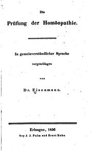 Cover of: Die Prüfung der Homöopathie: In gemeinverständlicher Sprache vorgeschlagen