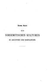 Cover of: Die vorsemitischen Kulturen in Aegypten und Babylonien