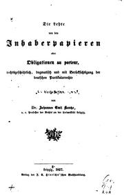 Cover of: Die Lehre von den Inhaberpapieren, oder, Obligationen Au Porteur ...