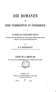 Cover of: Die Romanen und ihre Verbreitung in Österreich by Hermann Ignaz Bidermann