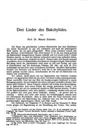 Cover of: Drei Lieder des Bakchylides