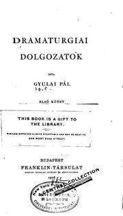 Cover of: Dramaturgiai dolgozatok