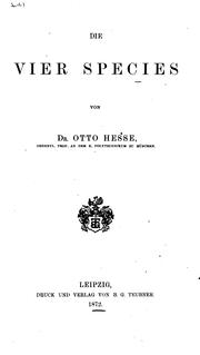 Cover of: Die vier Species by Ludwig Otto Hesse
