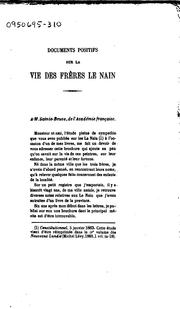 Cover of: Documents positifs sur la vie des frères Le Nain