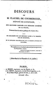 Cover of: Discours de M. Clausel de Coussergues, député de l'Aveyron, sur les fonds destinés aux dépenses ...