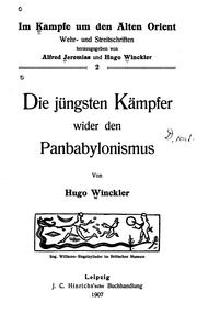 Cover of: Die jüngsten Kämpfer wider den Panbabylonismus by Hugo Winckler