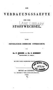 Cover of: Die Verdauungssaefte, Stoffwechsel