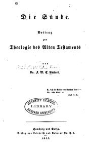 Cover of: Die Sünde: Beitrag zur Theologie des alten Testaments by Friedrich Wilhelm Carl Umbreit