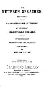Cover of: Die neueren Sprachen by Wilhelm Viëtor