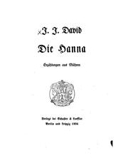 Cover of: Die Hanna: Erzählungen aus Mähren by Jakob Julius David