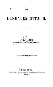 Cover of: Die Urkunden Otto III.