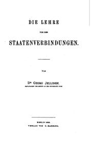 Cover of: Die Lehre von den Staatenverbindungen