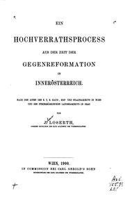Cover of: Ein Hochverrathsprocess aus der Zeit der Gegenreformation in Innerösterreich ...